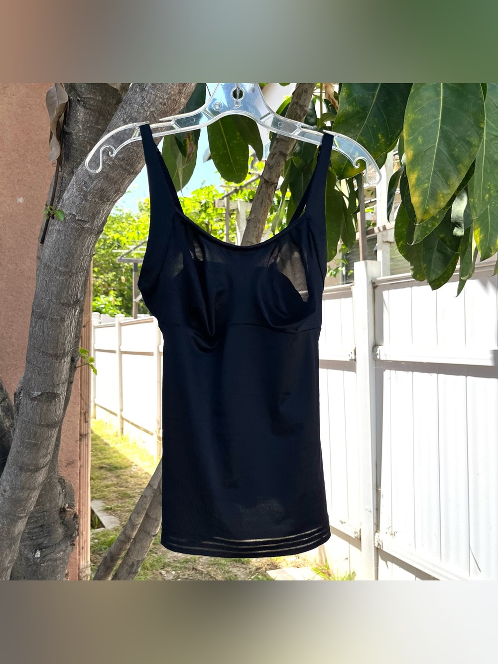 Vintage Illusion Black Sheer Bust Tank Top.